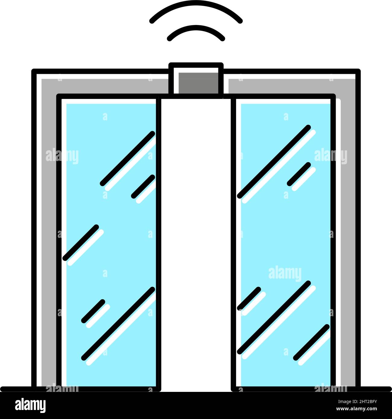 automatical open and close glass door color icon vector illustration