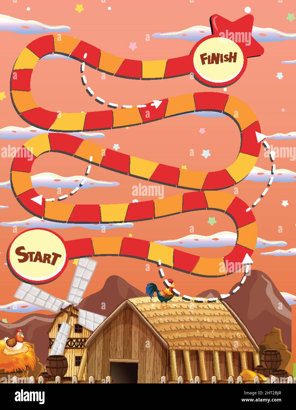 Snake and ladders game template illustration Stock Vector