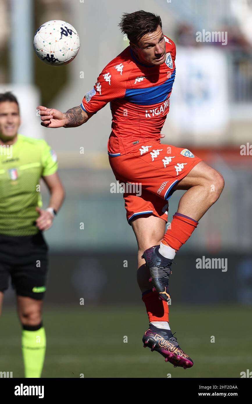 Como, Italy. 26th Feb, 2022. Federico Proia (Brescia Calcio) header during  Como 1907 vs Brescia Calcio,