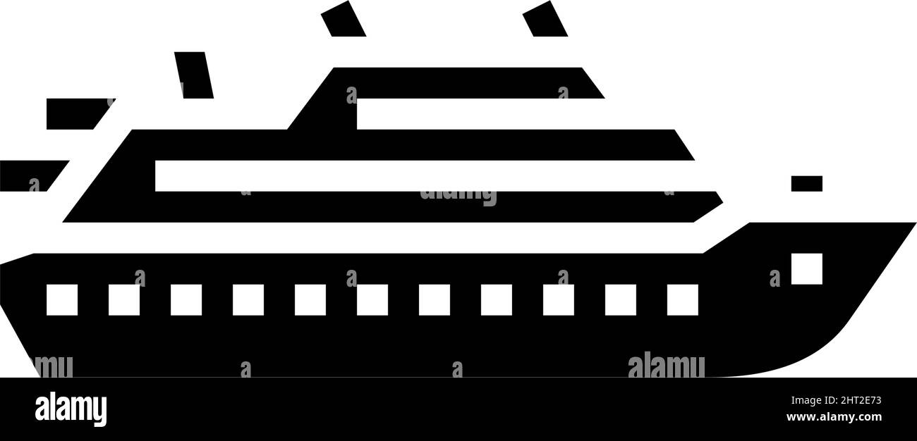Cruise Ship Liner Glyph Icon Vector Illustration Stock Vector Image