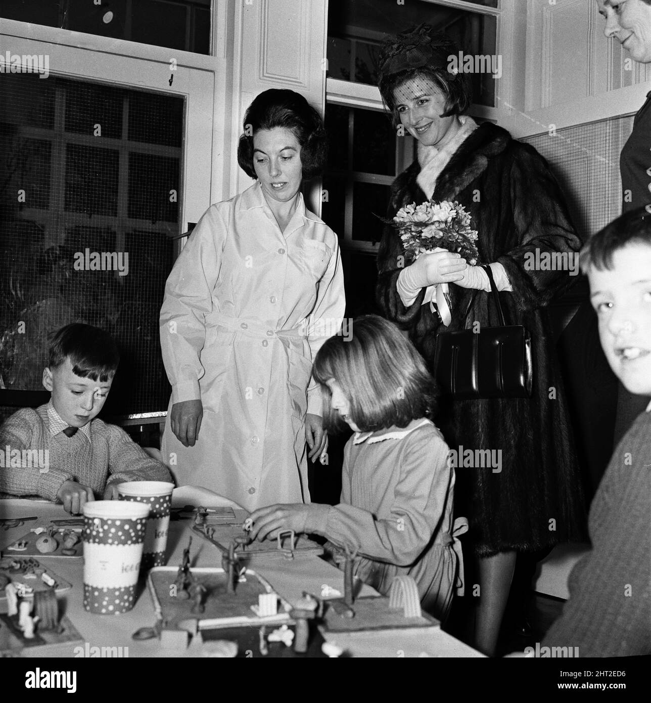 Princess Alexandra of Kent visits the Glendhu Children's Hostel, Belfast. 18th February 1965. Stock Photo