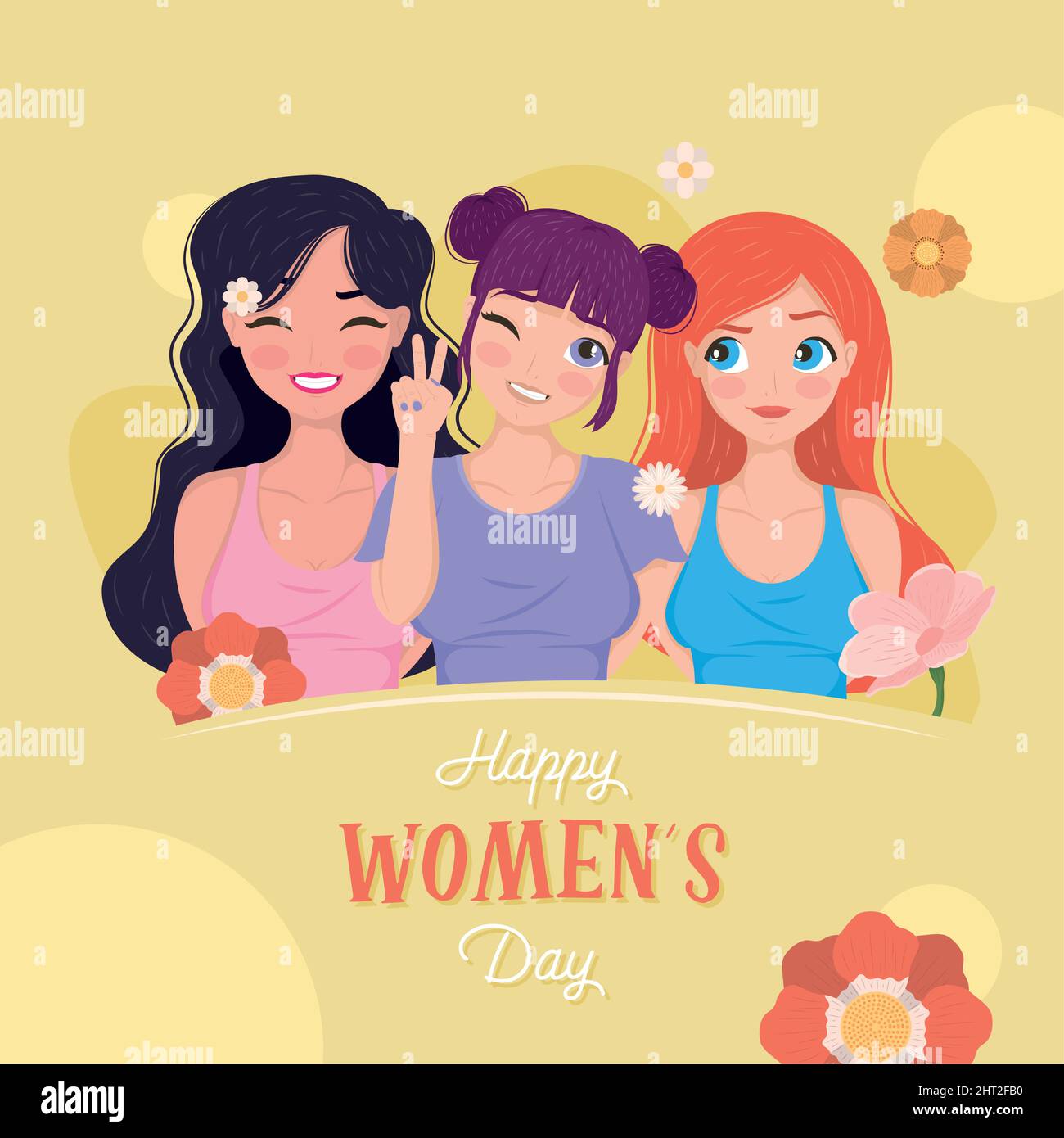 womens day lettering and girls characters Stock Vector Image & Art - Alamy