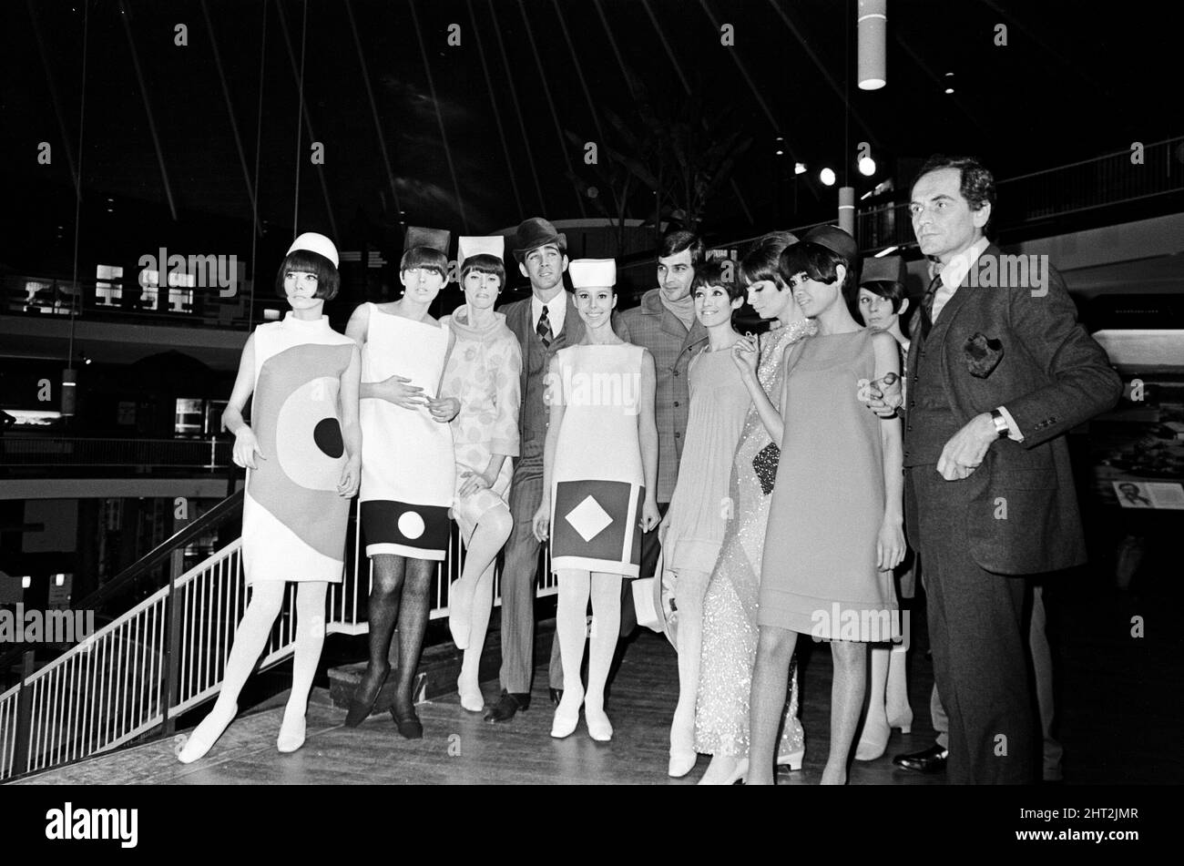 French couturier, Pierre Cardin, with models at rehearsals for a