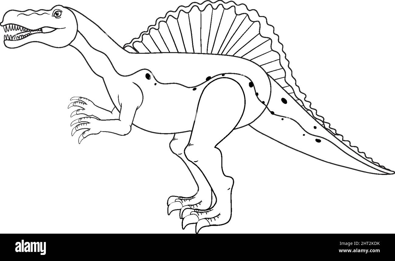 Spinosaurus dinosaur doodle outline on white background illustration ...