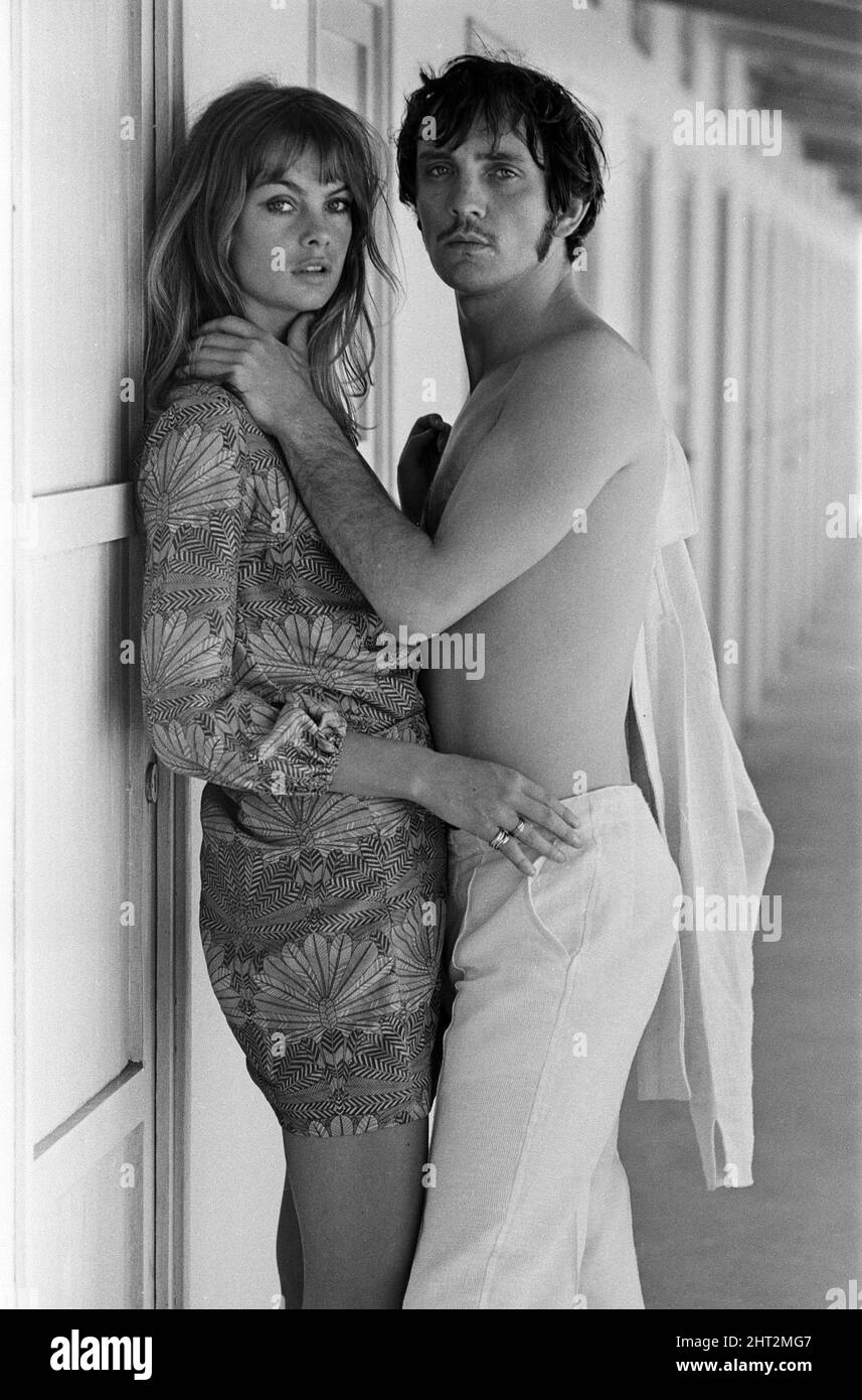 Jean Shrimpton and Terence Stamp in Italy.  August 1966. Stock Photo