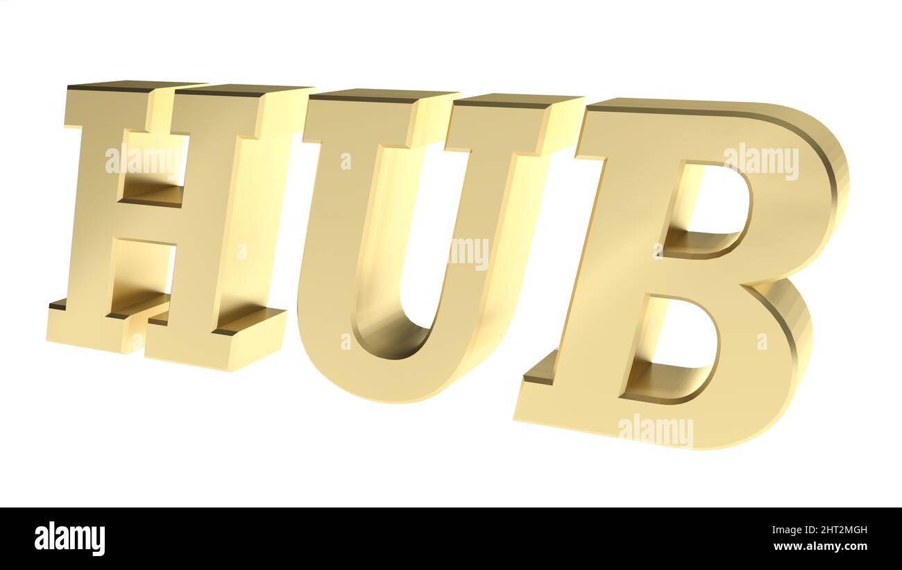 HUB brass write on white background - 3D rendering illustration Stock ...