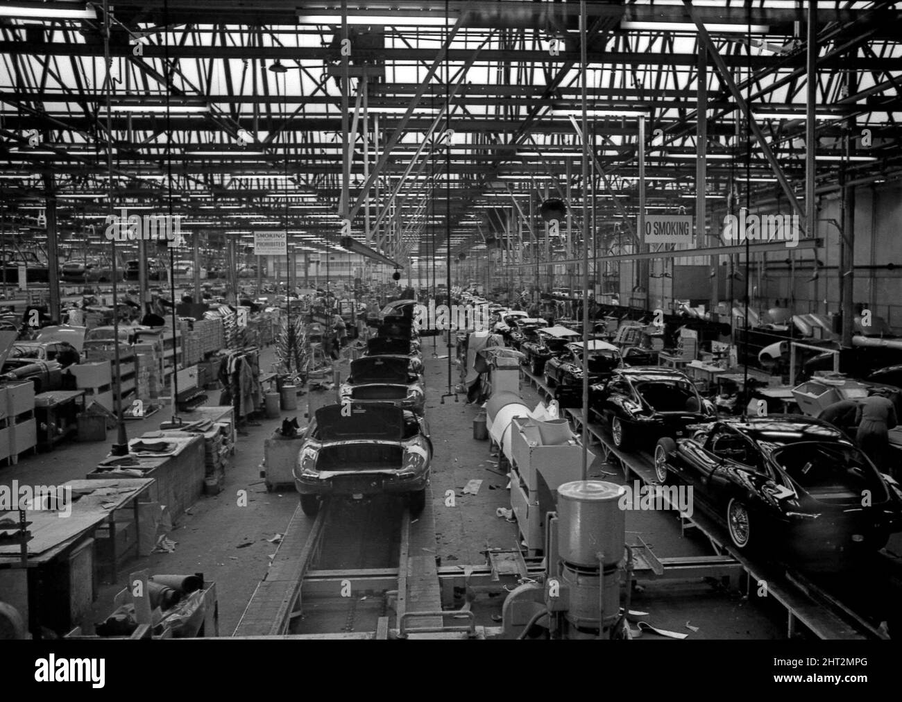 The Etype Jaguar car assembly line at the Brown's Lane factory