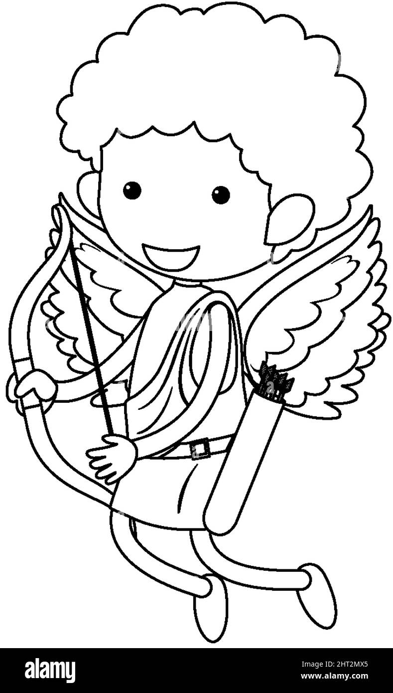 Cupid doodle outline for colouring illustration Stock Vector Image ...
