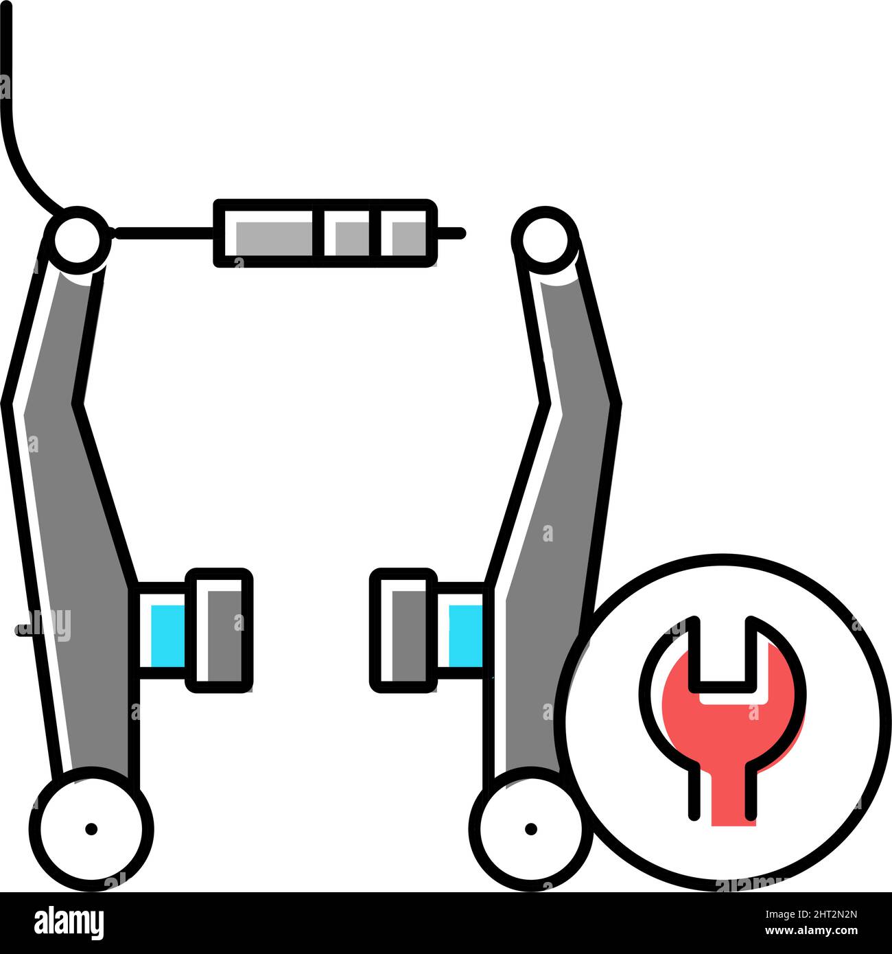 bicycle brake pads cleaning and adjustment color icon vector