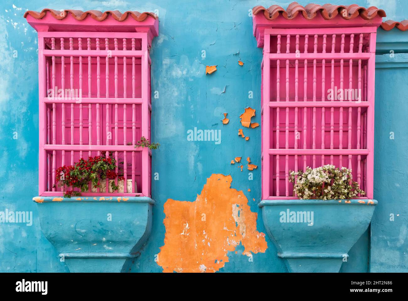 Details of a colourful house in Cartagena Stock Photo Alamy