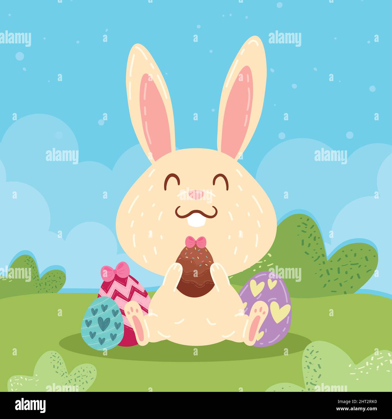 rabbit with eggs in landscape scene Stock Vector Image & Art - Alamy