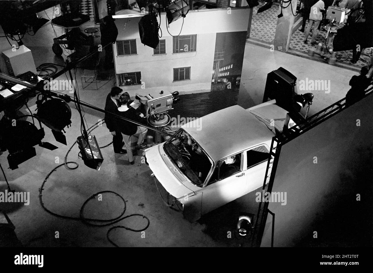Cast and crew of ZCars TV programme seen here recording an episode of the show in the studio