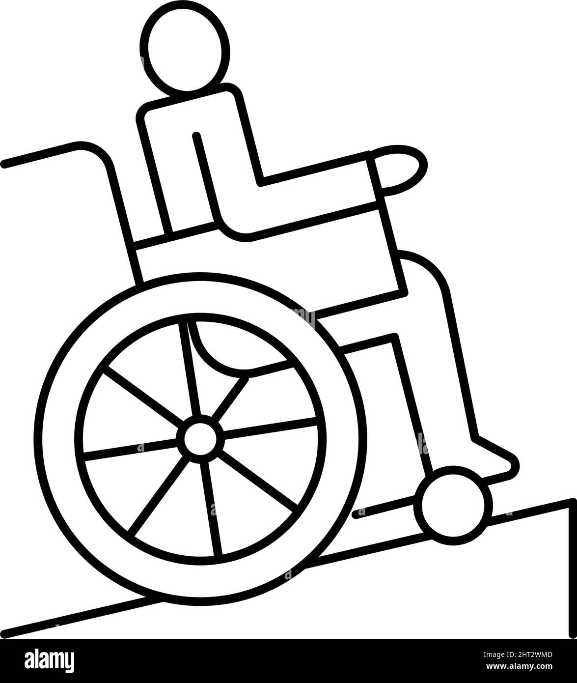 disabled in wheelchair riding line icon vector illustration Stock Vector
