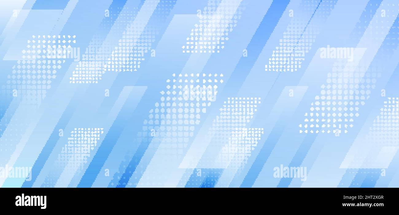 Abstract blue diagonal stripes geometric with halftone effect background. Vector illustration Stock Vector