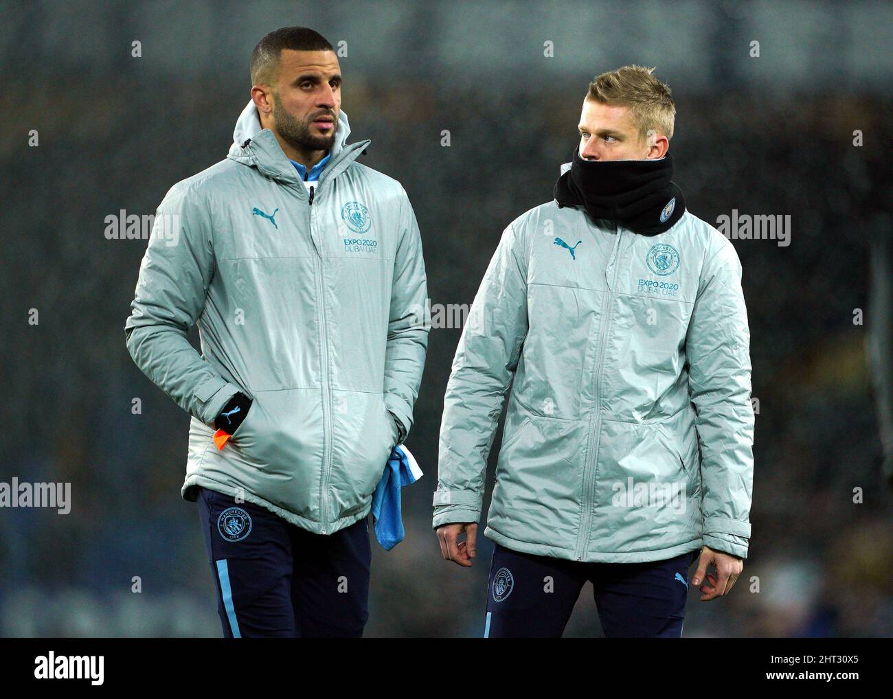 Manchester City's Oleksandr Zinchenko (right) and Kyle Walker at half