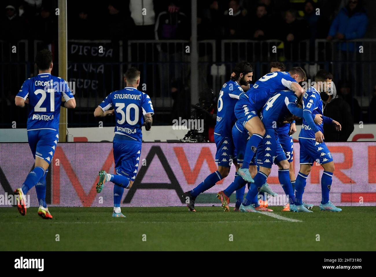 Empoli, Italy. 26th Feb, 2022. Szymon Zurkowski of Empoli FC celebrates after scoring the goal of 1-1 during the Serie A football match between Empoli FC and Juventus FC at Carlo Castellani stadium in Empoli (Italy), February 26th, 2022. Photo Andrea Staccioli/Insidefoto Credit: insidefoto srl/Alamy Live News Stock Photo