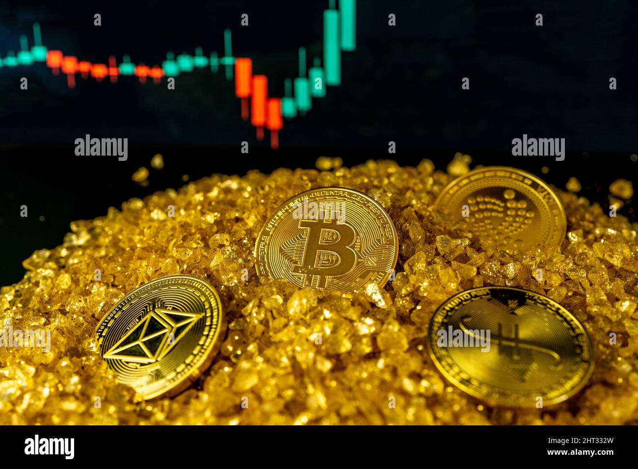 Nice, France - 26.02.2022: Close-Up View of Euro Banknotes and  Cryptocurrency Coins on Laptop Keyboard. High quality photo Stock Photo -  Alamy