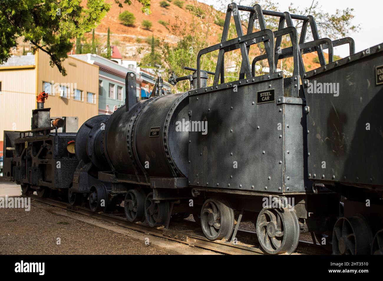 Mining in Bisbee took shape in the late 1870's. Copper production began around 1880 in a limited production.Phelps Dodge Corporation a sub of Copper Q Stock Photo