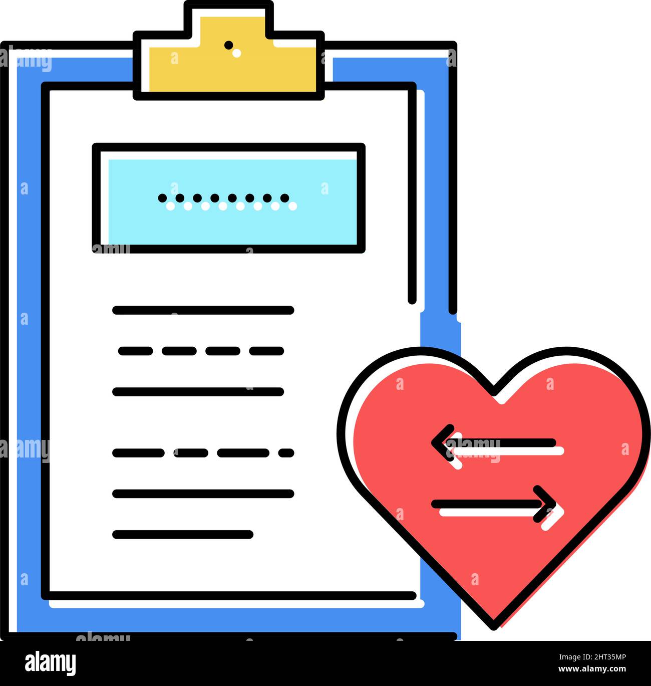 patient medical card for heart transplant color icon vector ...
