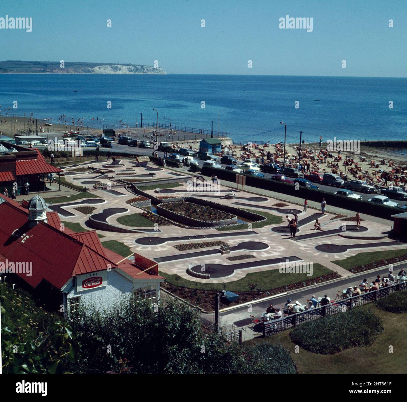 An aerial view showing the miniature golf course at the town of Shanklin on the Isle of Wight, July 1965. Stock Photo