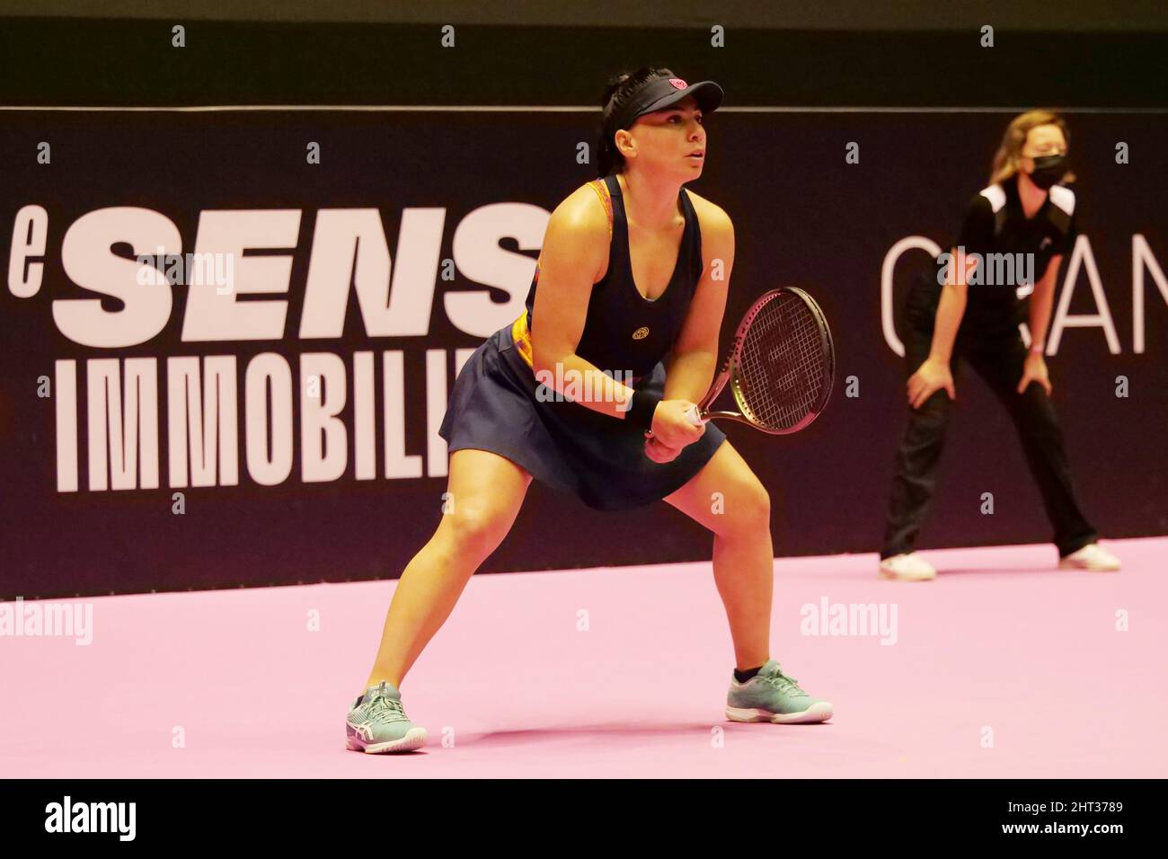 Ekaterine Gorgodze (GEO) in action against Samantha Murray (GBR) during the Open 6ème Sens, Métropole de Lyon 2022, WTA 250 tennis tournament on February 26, 2022 at Palais des Sports de Gerland in Lyon, France - Photo Patrick Cannaux / DPPI Stock Photo