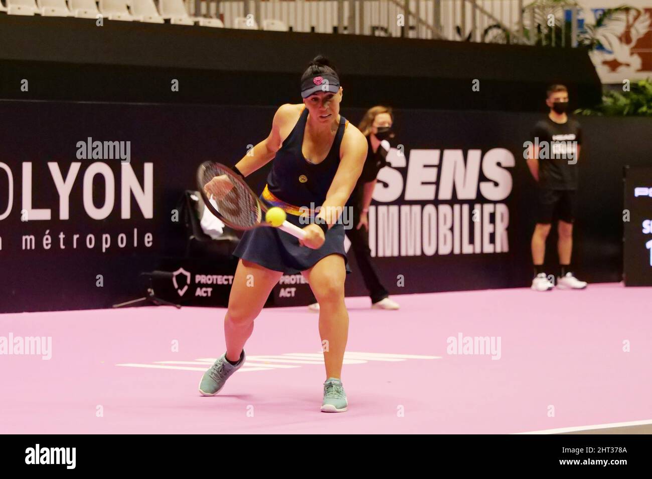Ekaterine Gorgodze (GEO) in action against Samantha Murray (GBR) during the Open 6ème Sens, Métropole de Lyon 2022, WTA 250 tennis tournament on February 26, 2022 at Palais des Sports de Gerland in Lyon, France - Photo Patrick Cannaux / DPPI Stock Photo