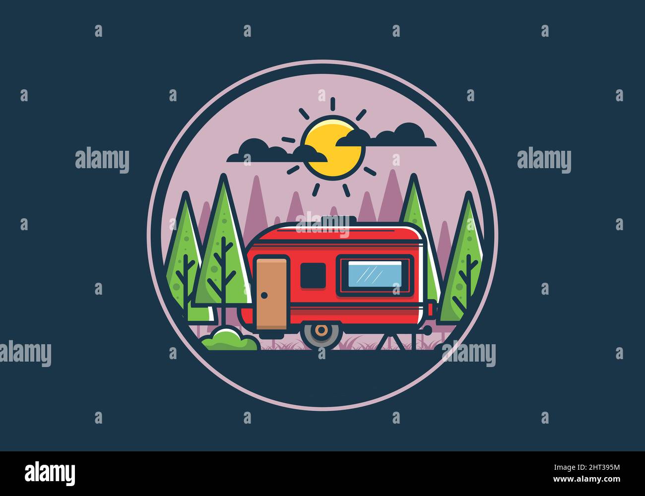Yellow camper van Stock Vector Images - Alamy