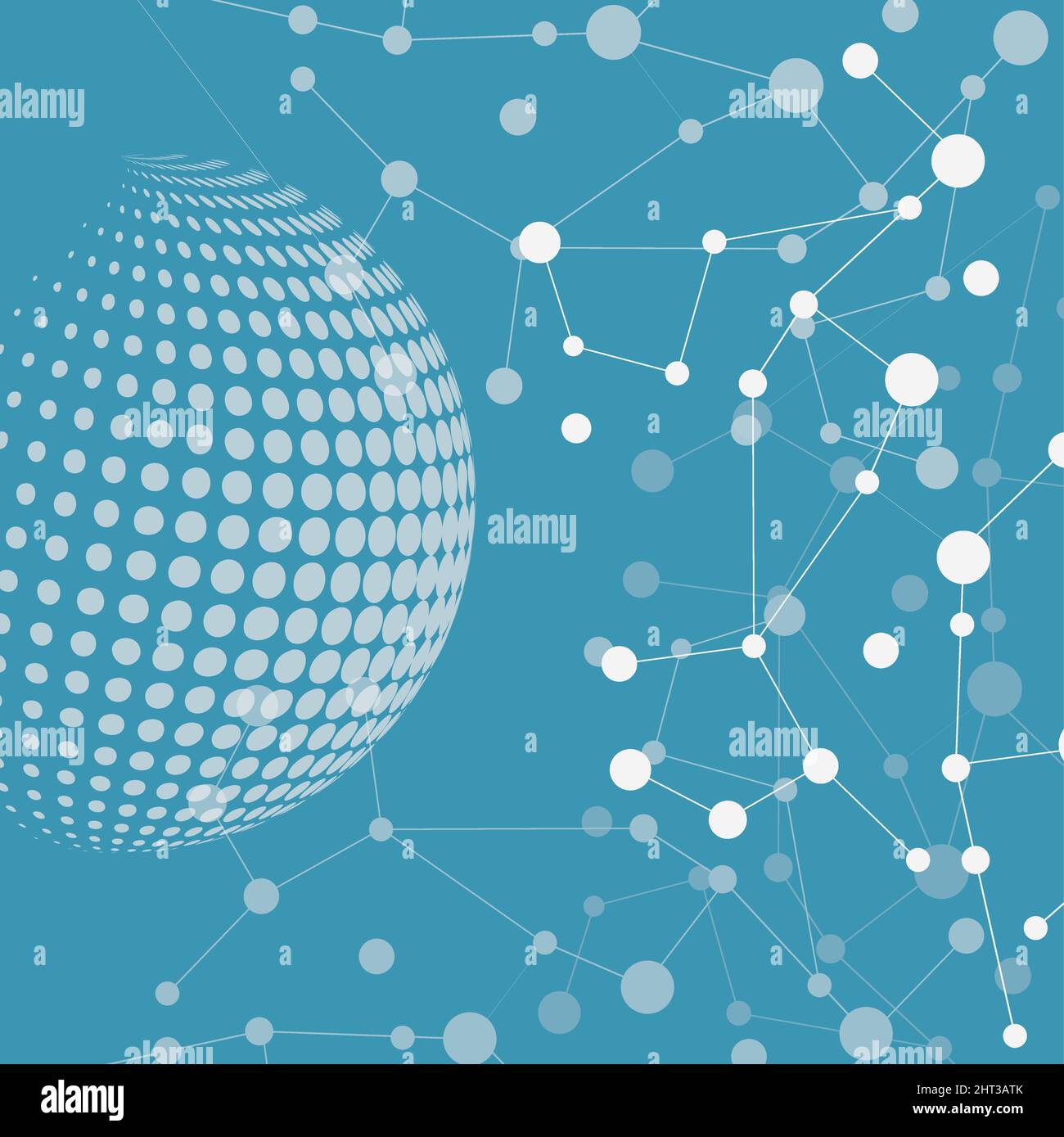 Vector halftone circle with molecule connect. Stock Vector