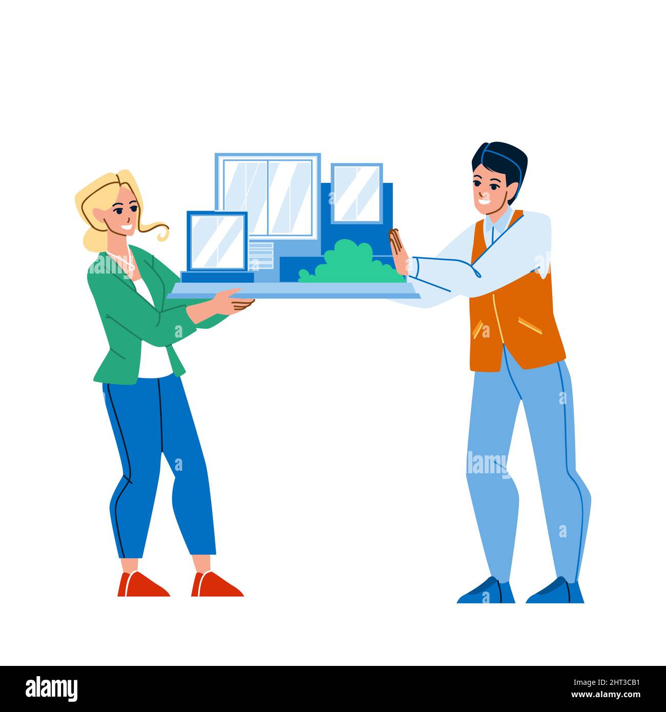 Architectural Model Presenting Architects Vector Stock Vector