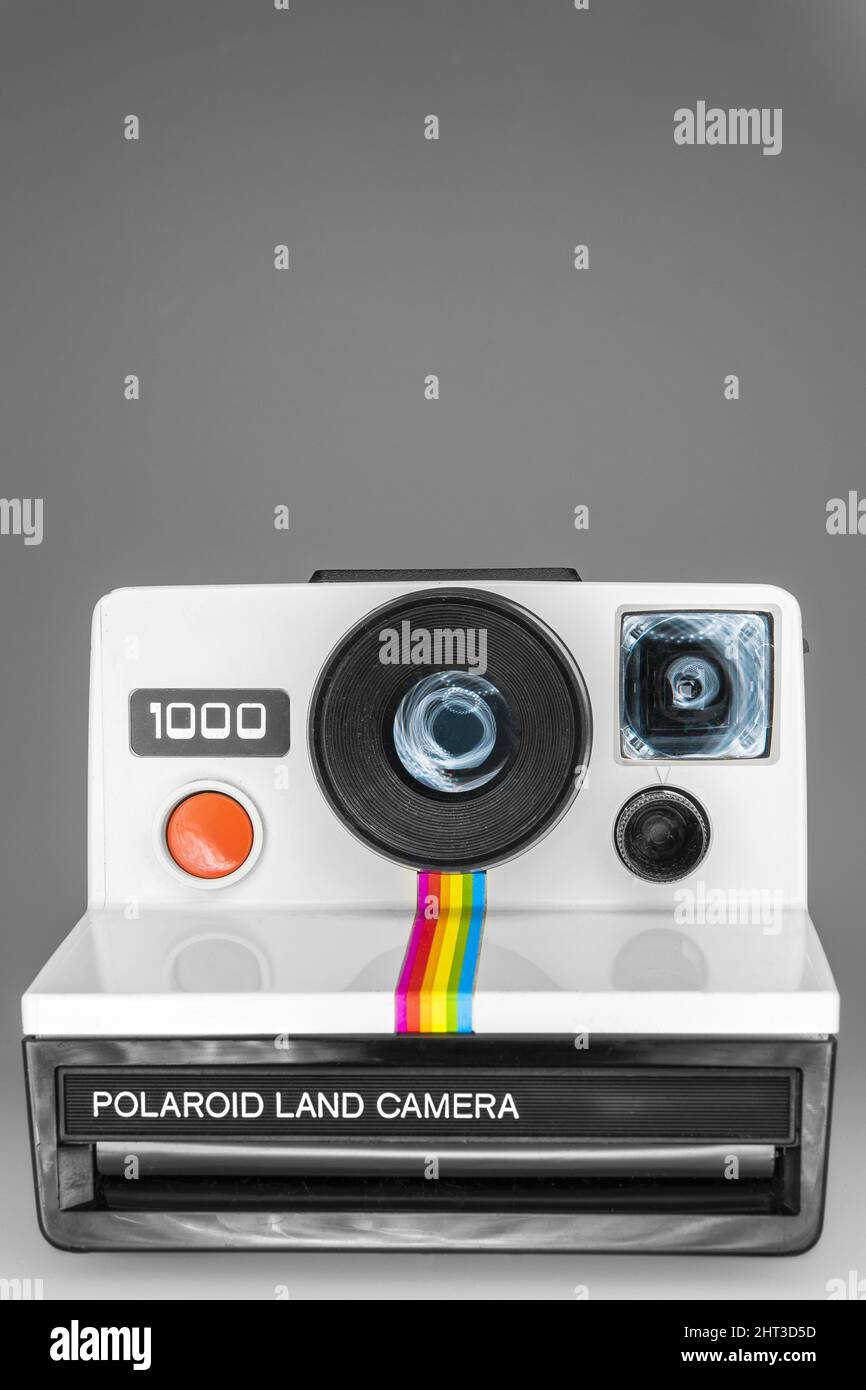 Cámara instantánea polaroid corporation, cámara polaroid blanca
