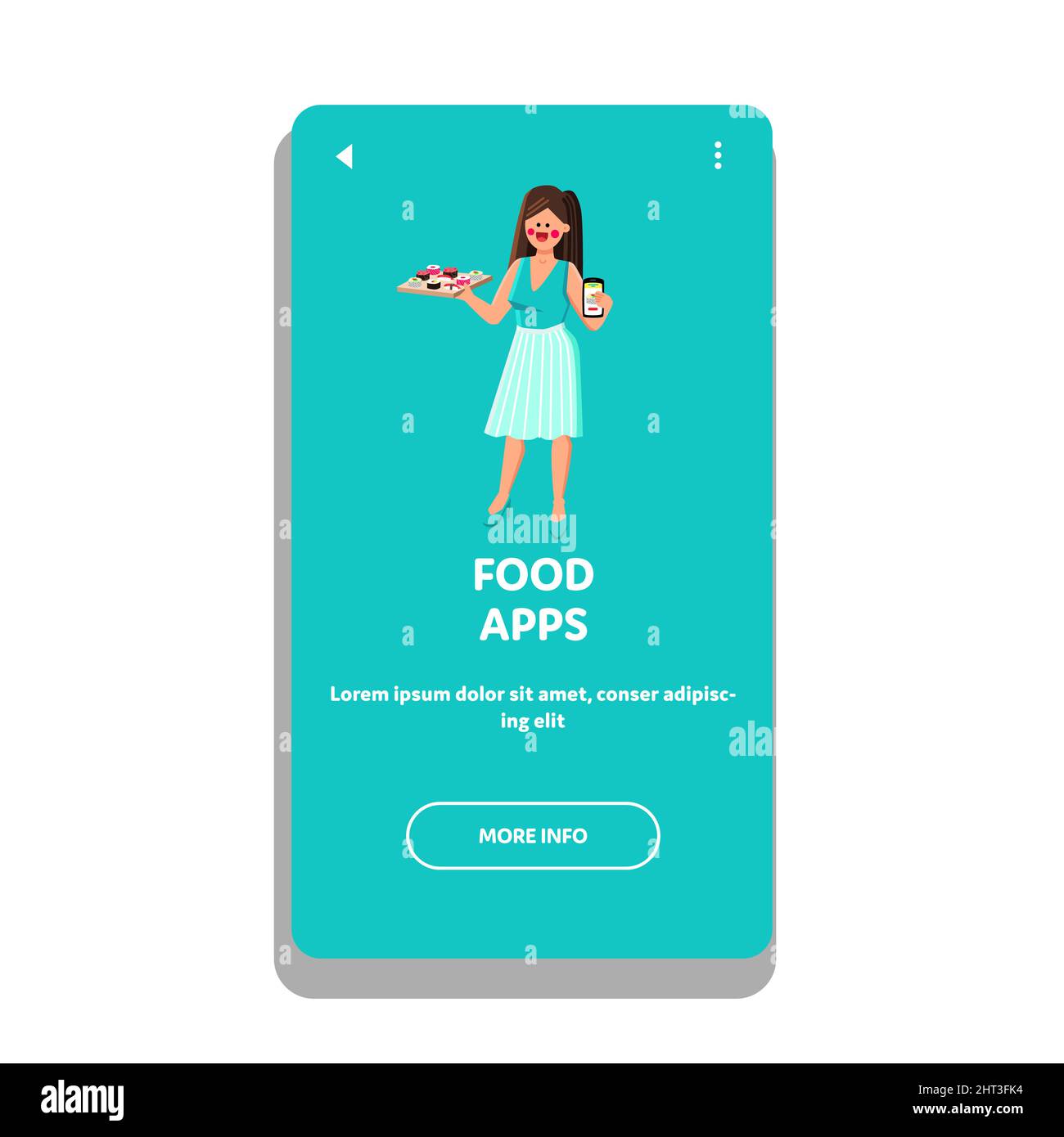 Food Apps For Ordering Meal Online On Phone Vector Stock Vector