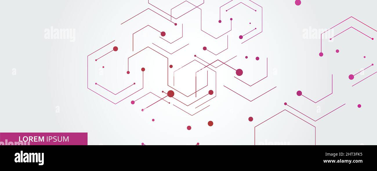 Vector banner design, white background with hexagon pattern Stock