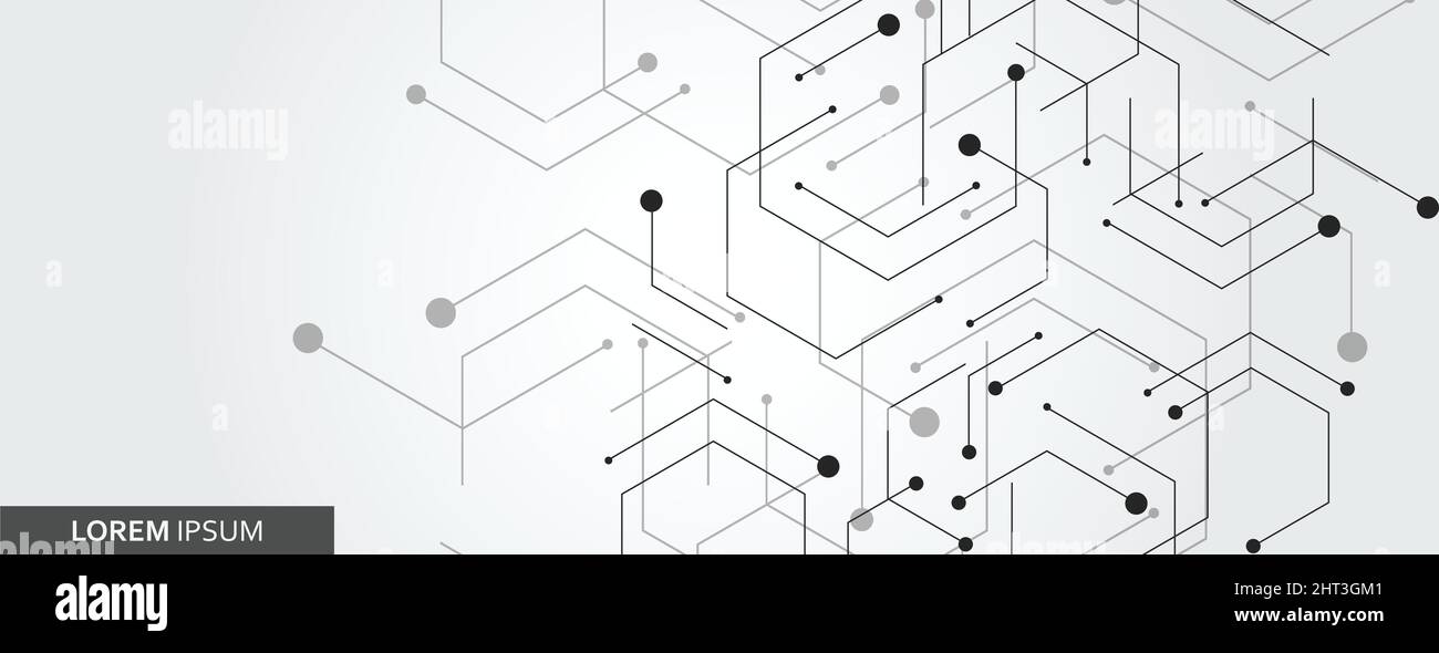 Vector banner design, white background with hexagon pattern Stock