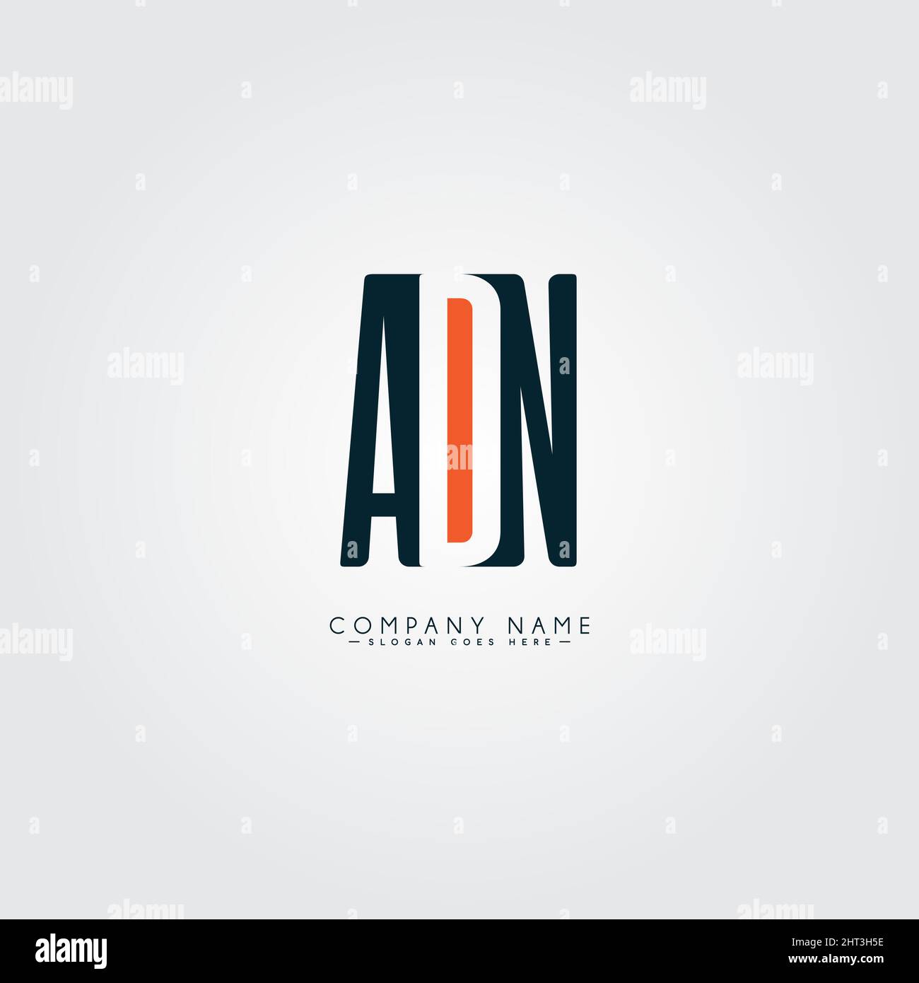 Initial Letter ADN Logo - Simple Monogram Logo for Initials A, D and N - Vector Logo Template for Business Name Initials Stock Vector