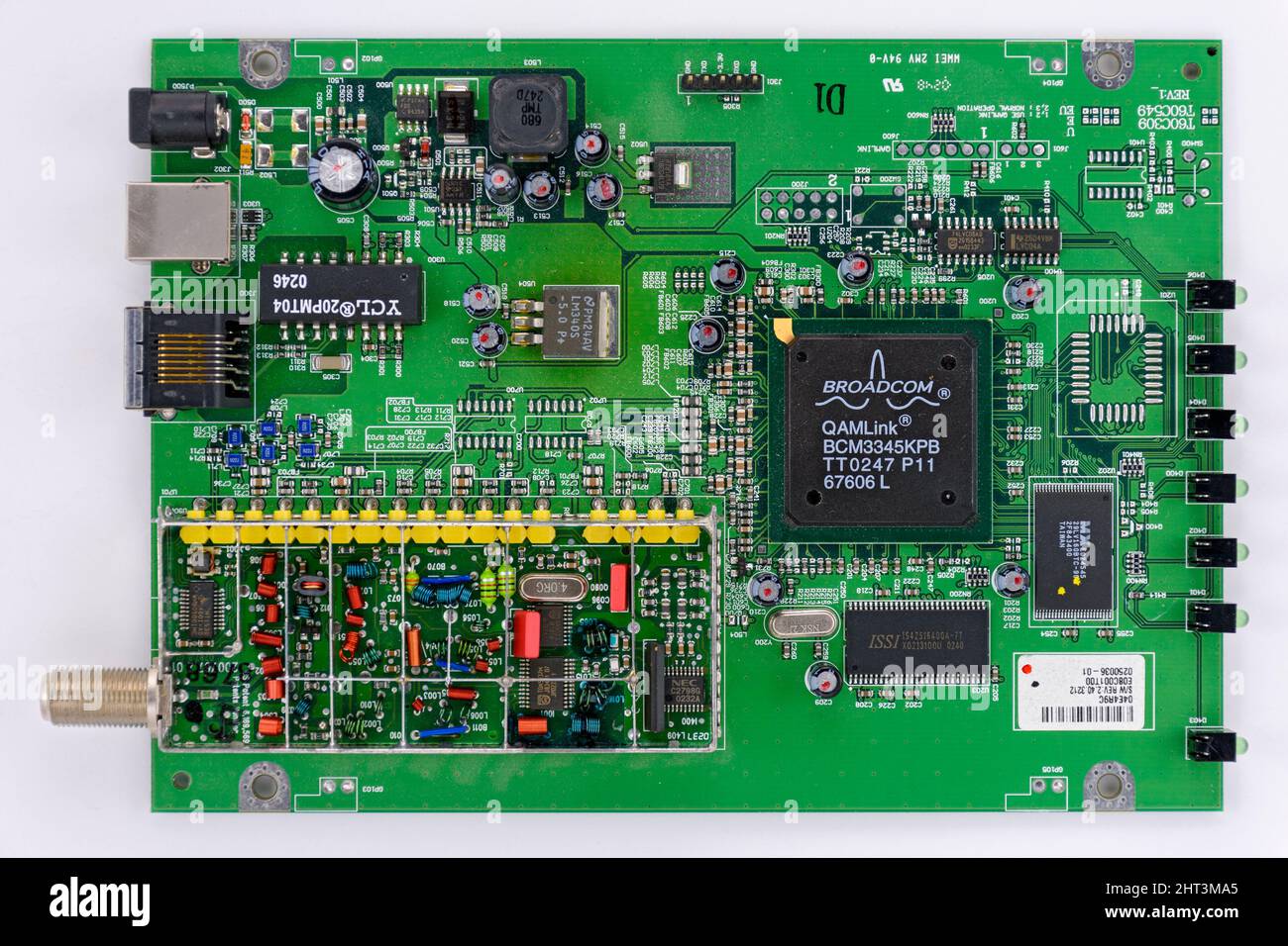 Printed circuit board of an internet router unit with a coaxial input ...