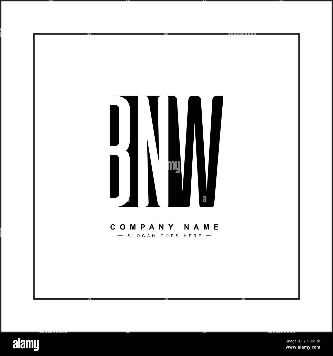 Initial Letter BNW Logo - Simple Monogram Logo for Initials B, N and W - Vector Logo Template for Business Name Initials Stock Vector