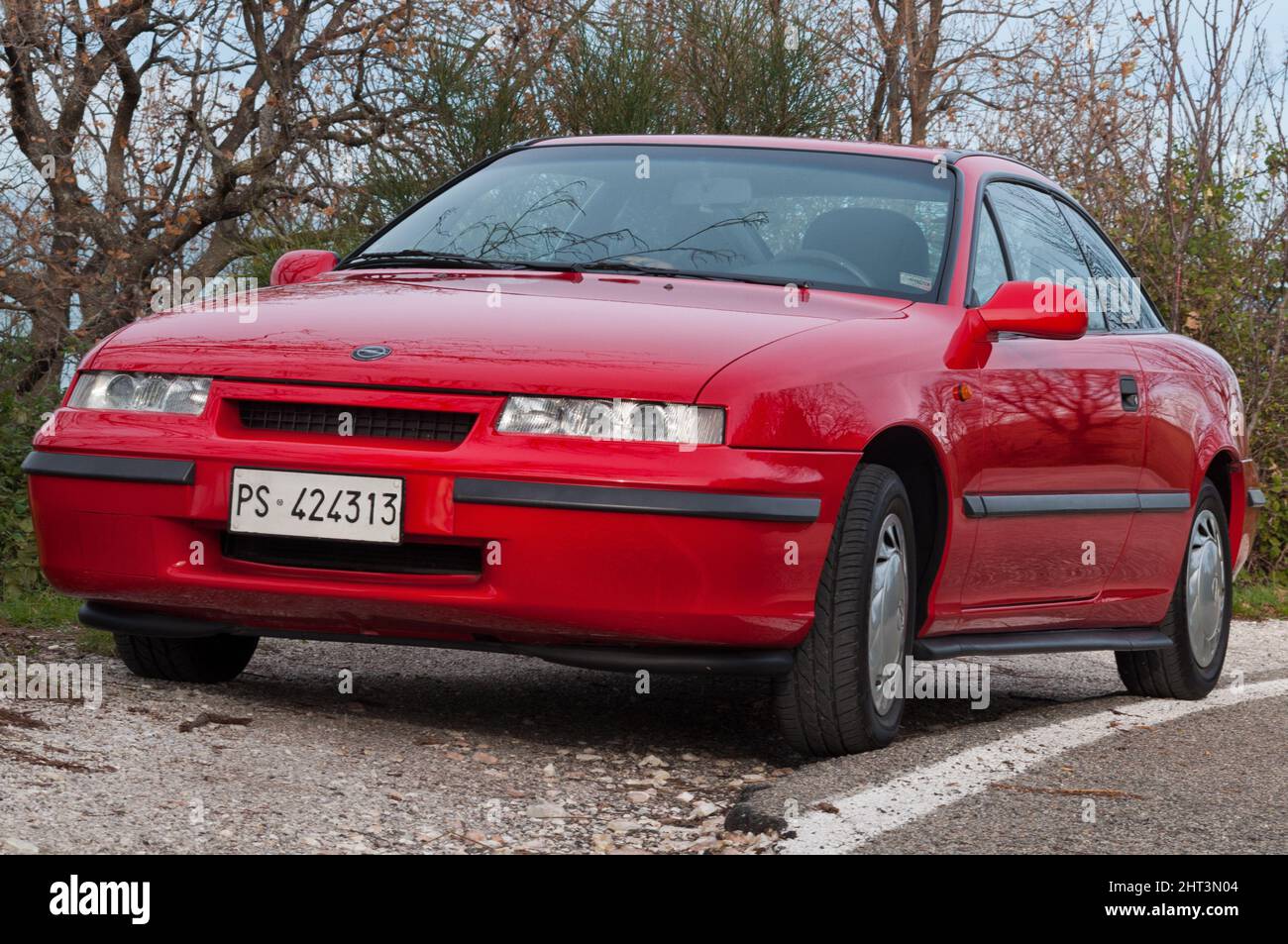 View of parked Opel Calibra historic car in a street Stock Photo