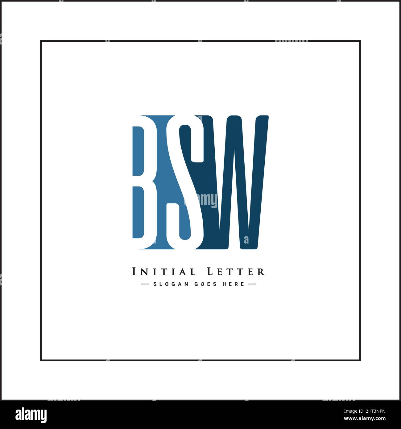 Initial Letter BSW Logo - Simple Monogram Logo for Initials B, S and W - Vector Logo Template for Business Name Initials Stock Vector
