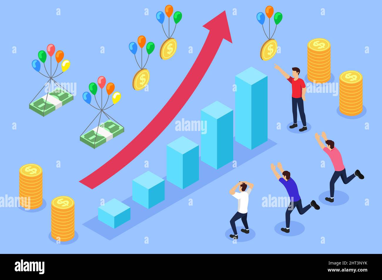 A vector illustration of Inflation Economy Business Finance Concept Stock Vector