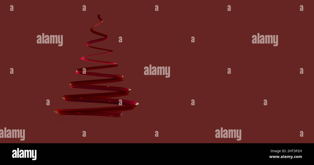 Illustration of a minimalistic 3d Christmas tree on a black background Stock Photo