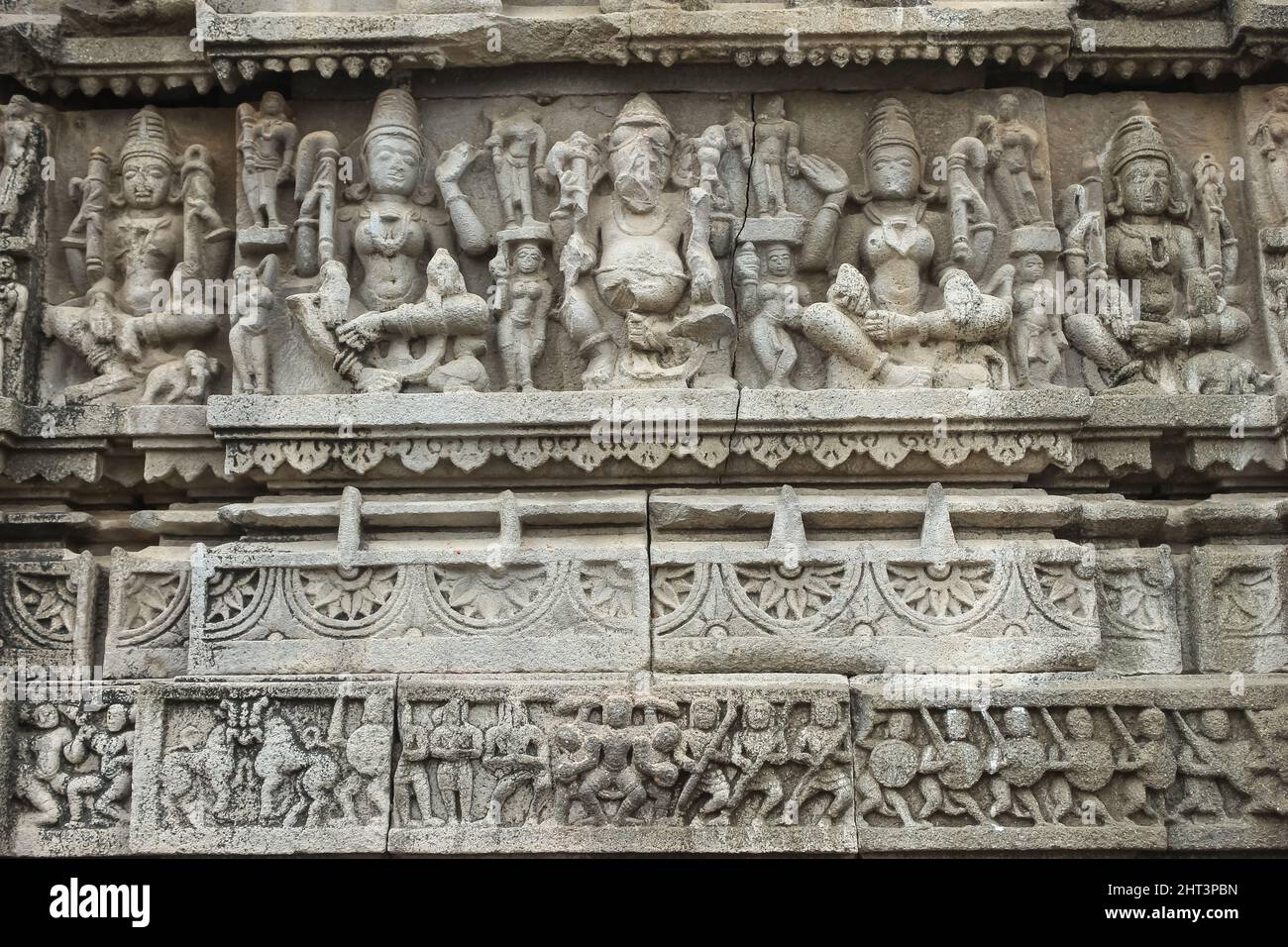 Indian Gods Carving Sculptures On the Aundha Nagnath Temple, Maharashtra. Stock Photo