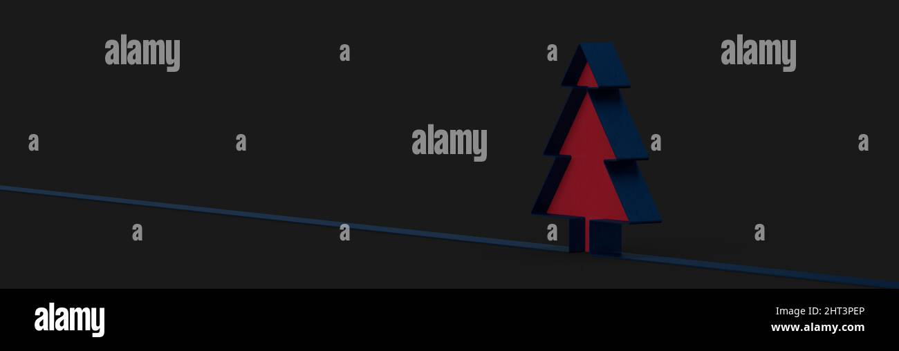 Illustration of a minimalistic 3d Christmas tree on a black background ...