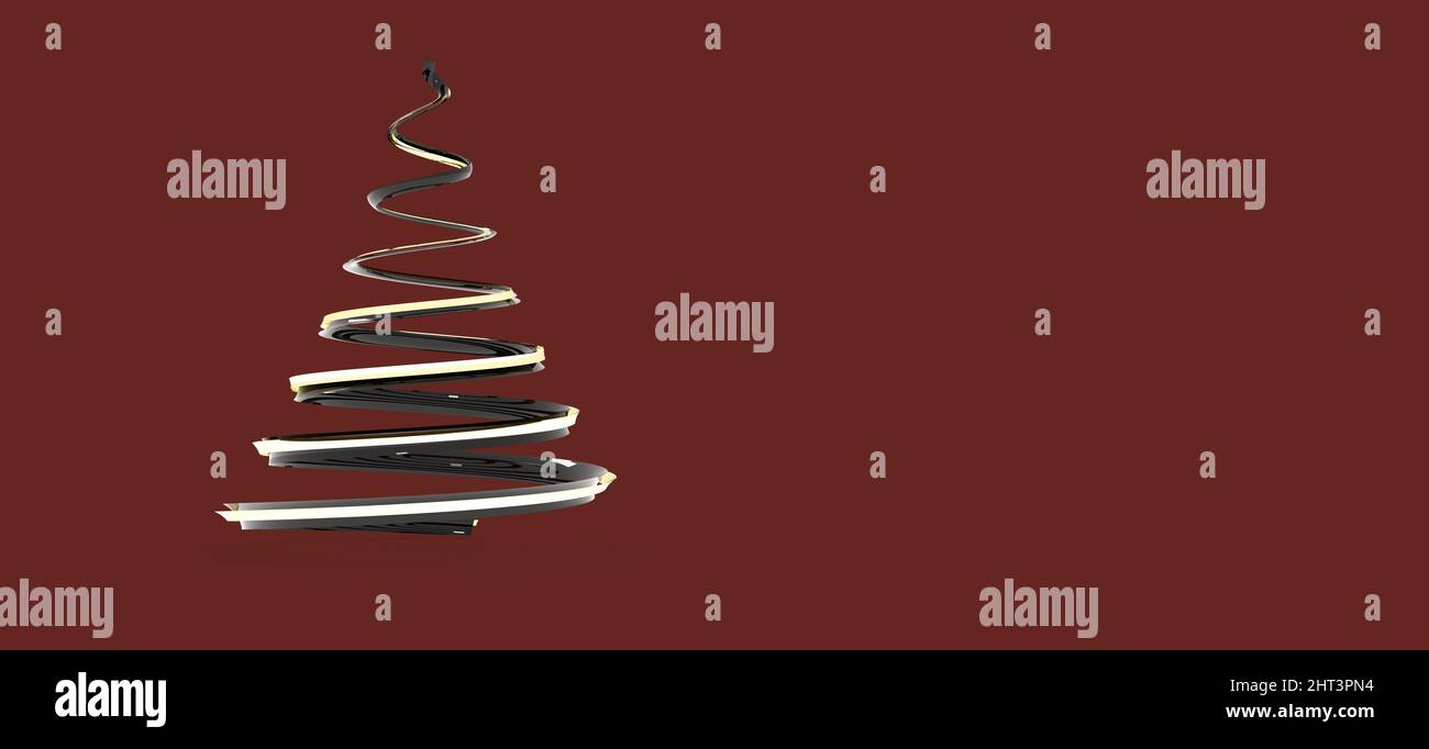 Illustration of a minimalistic 3d Christmas tree on a red background ...