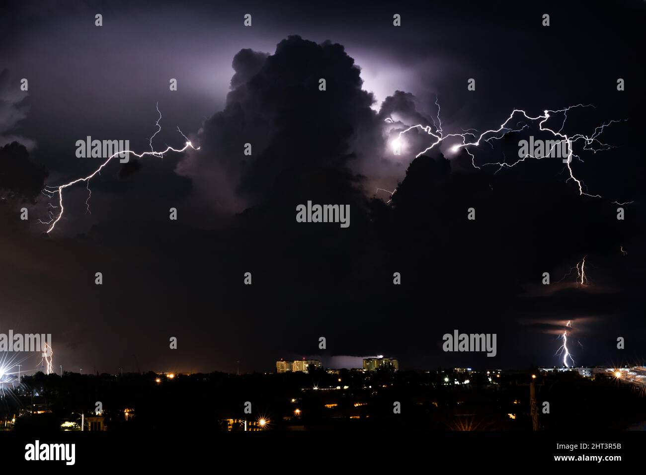 A beautiful shot of a dark stormy sky with bolts of lightning Stock ...