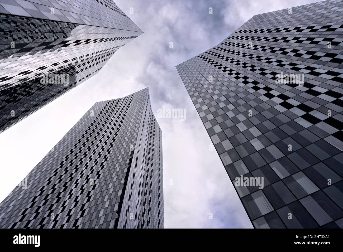 glass fronted modern tall city centre skyscraper new apartment blocks built in the heart of