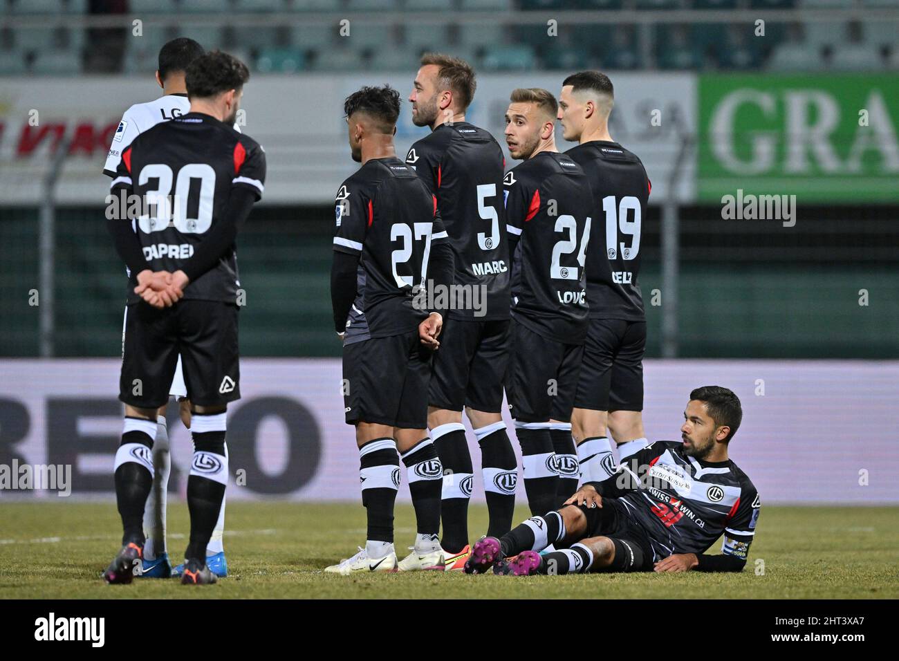 Lugano, Switzerland. 26th Feb, 2022. Lugano teammates celebrate