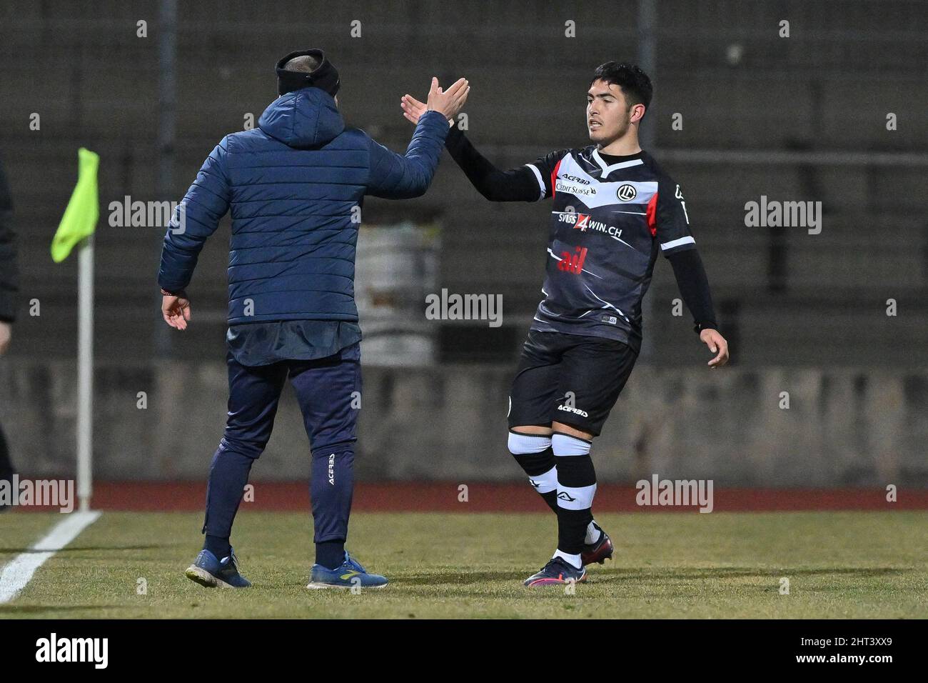 Lugano, Switzerland. 26th Feb, 2022. Lugano teammates celebrate