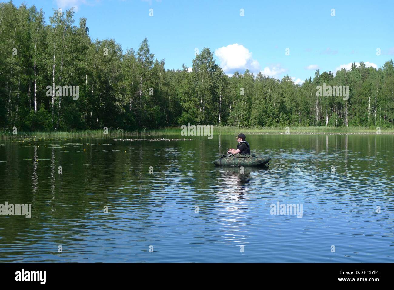 Spin fishing with float ring Stock Photo