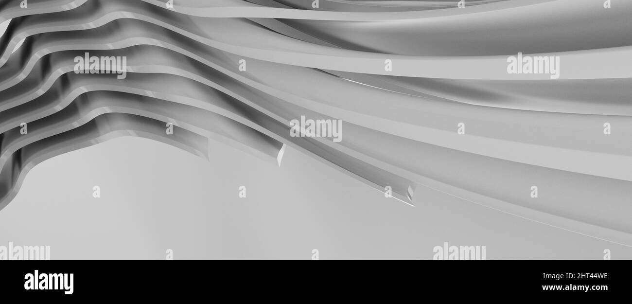 3D render of a gray stripe wavy pattern for background or wallpaper