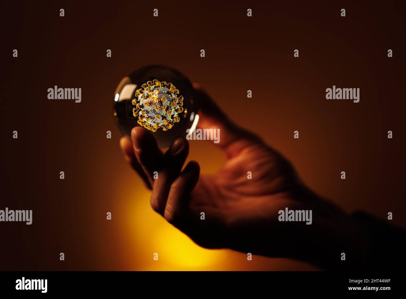 Virus cell in a transparent lamp Stock Photo